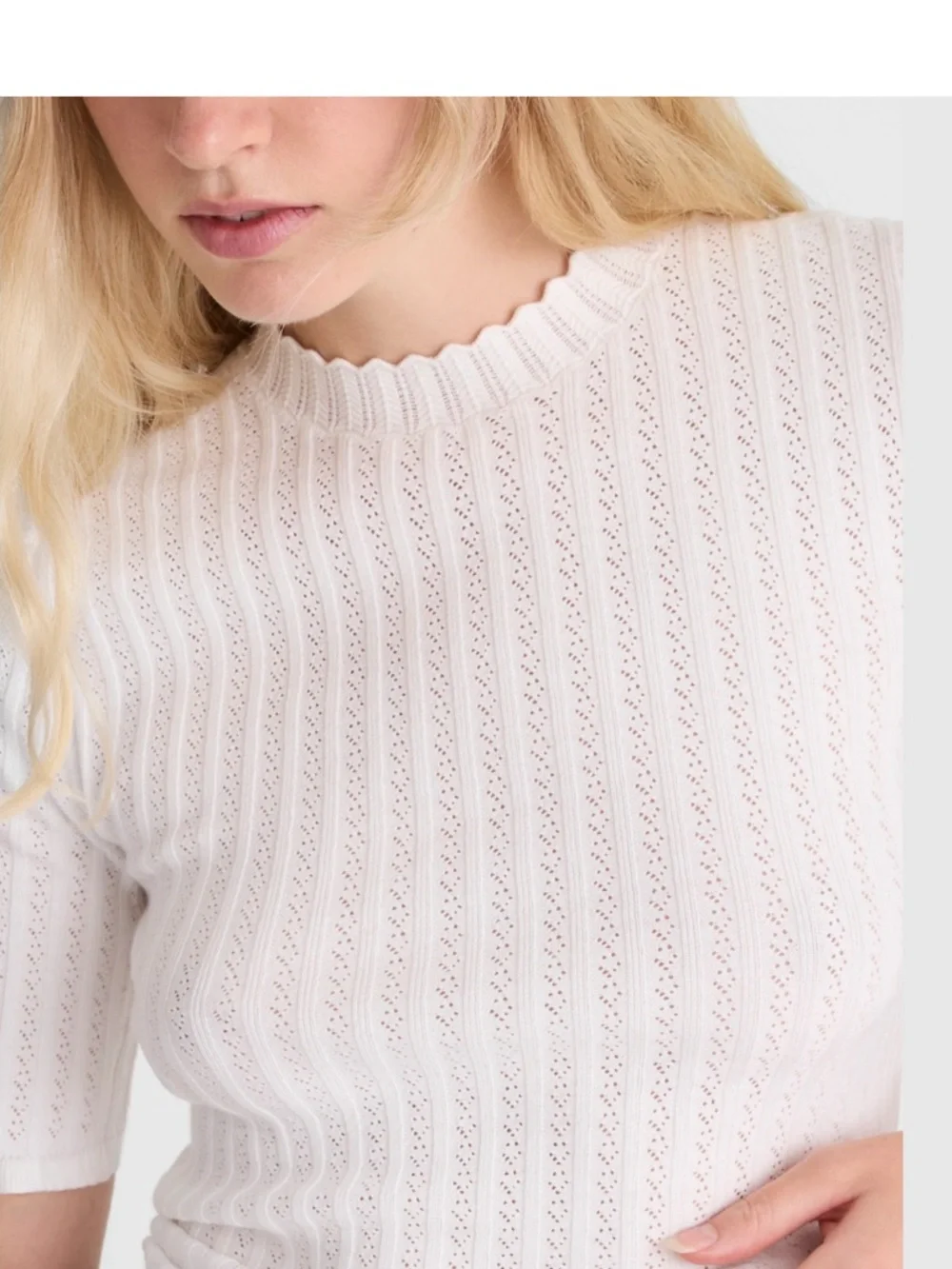 Madewell NWT Pointelle-Stitch Mockneck Sweater Tee white women’s small - Picture 2 of 10